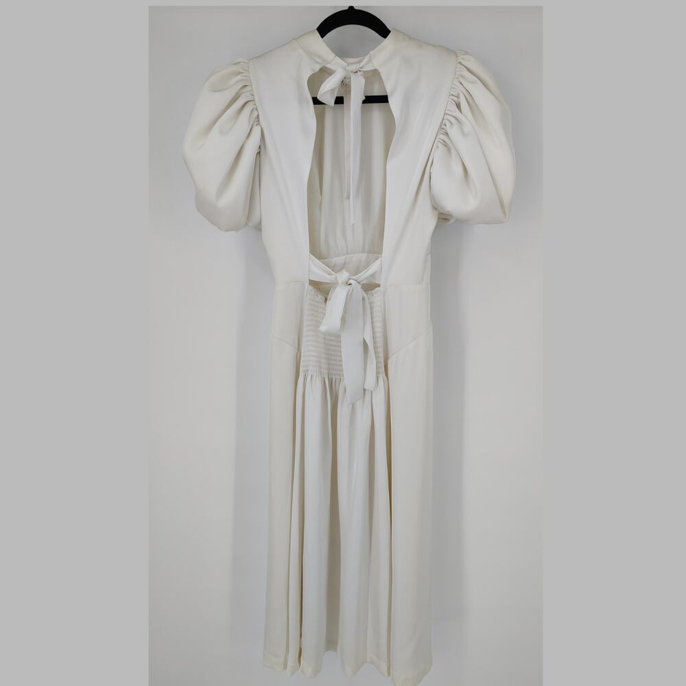 ROTATE Noon Puff Sleeve Open Back Midi Dress Satin Bridal NWT 2 - Picture 7 of 16